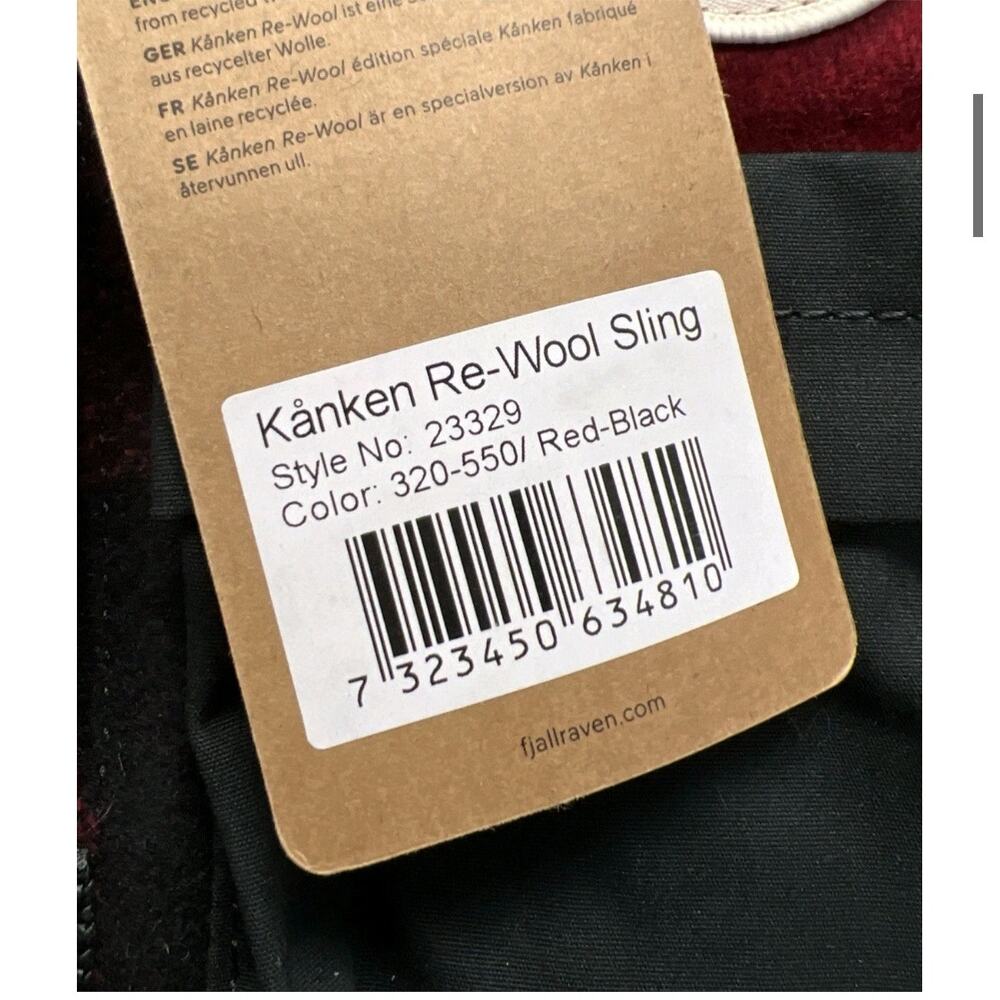 Fjallraven Kränken Re-Wool Sling Crossbody Bag in Red & Black Buffalo Plaid NEW - Picture 3 of 8